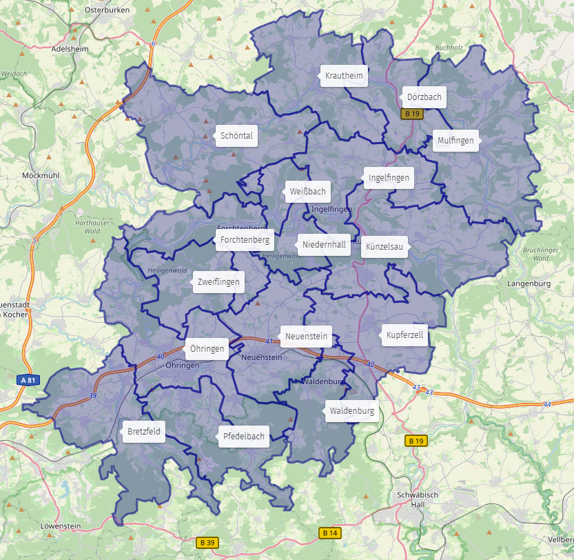 Karte Hohenlohekreis