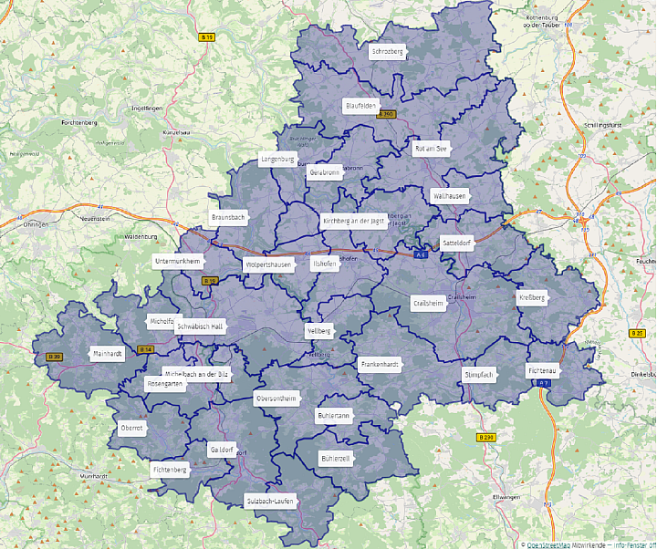 Karte Landkreis Schwäbisch Hall