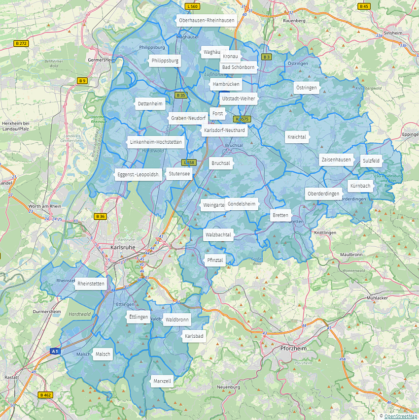 Karte Landkreis Karlsruhe