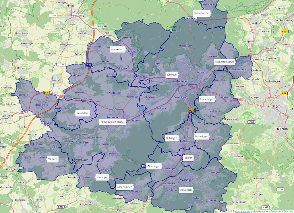 Karte Landkreis Tübingen