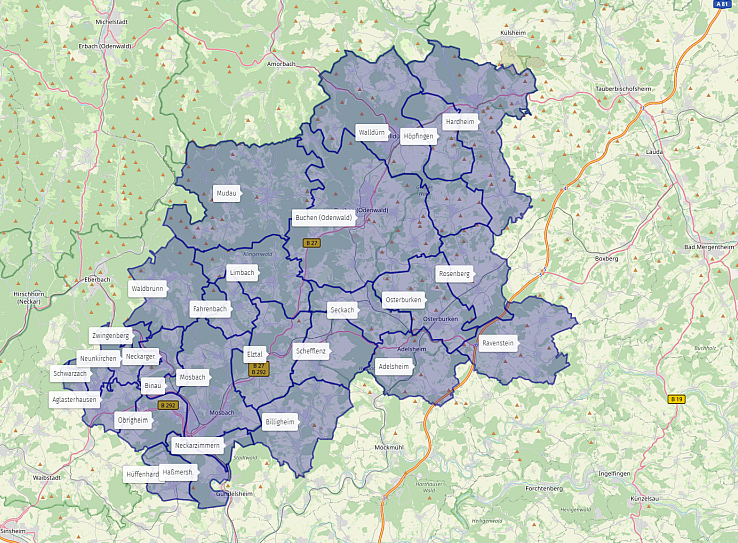 Karte Neckar-Odenwald-Kreis